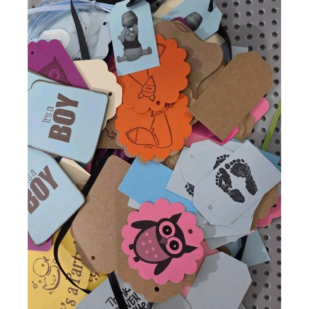 Announcement‎ Gift Tags Some with String Mixed Stamped Designs Baby Shower